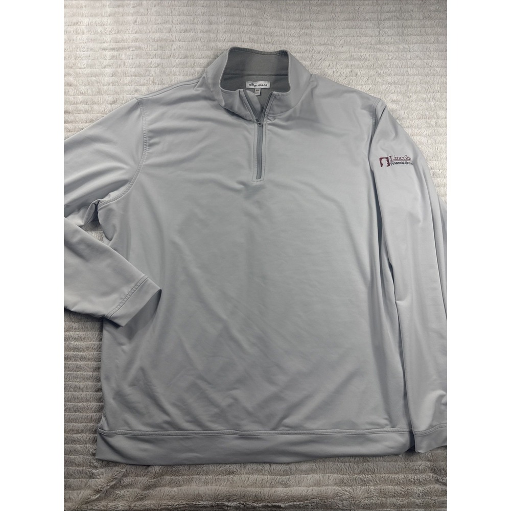 Peter Millar Quarter Zip Men XXL Grey Performance Golf ME0EK40 Lincoln Financial